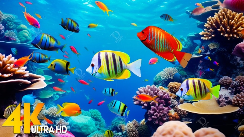 Under red sea 4 K Exploring Vibrant Coral Reefs, Exotic Fish Colorful Sea Life 4 K Video Ultra