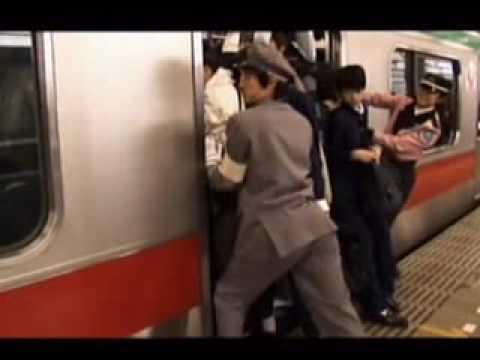 Japanese train station during rush