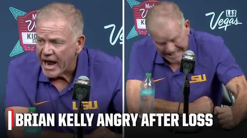 Brian Kelly IRATE after LSUs loss to USC, hits the table out of frustration, ESPN College
