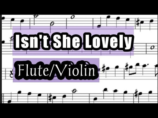 Isnt She Lovely Violin or Flute Sheet Music Backing Track Play Along