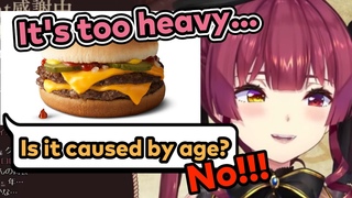Eng Sub Marine can't eat Double cheeseburger as much as before (Houshou Marine)Hololive