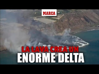 La lava del volcán de La Palma crea un enorme delta de 500 metros de ancho y decolora el mar I MARCA